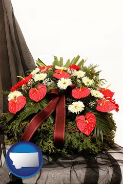 a funeral flower wreath - with Montana icon