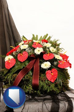 a funeral flower wreath - with Nevada icon
