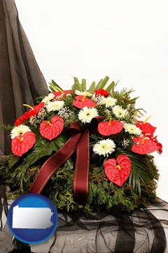 a funeral flower wreath - with Pennsylvania icon